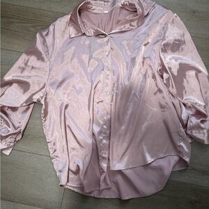 Elegant Pink Satin Women's Top